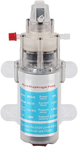 Membranpumpe, 12 V 15 W, leise Wasserpumpe für Lebensmittel, Mikromembranpumpe DC selbstansaugend 0,5 MPa, maximaler Druck 2 m, vertikale Absaugung für Behandlungsgeräte