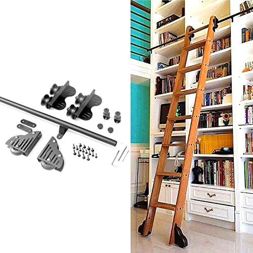 Einziehbare Rollleiter-Hardware-Bibliothek Schiebeleiter-Hardware-Kit (Keine Leiter) 3,3-20-Fuß-Rundrohr-Mobile-Leiter-Schiene für Zuhause/Innen/Dachboden / 20-Ft / 600-cm-Schienen-Kit
