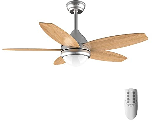 Cecotec Ventilatore da soffitto con luce EnergySilence Aero 495 55 W, diametro 42 con 5 pale reversibili, luce LED, telecomando, timer fino a 8h, 3 velocità