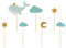 Süße Kuchenstecker Geburtstag Junge Deko Babyparty Cake Topper Made in EU Kuchendeko Wal Sterne Wolken Mond Geburtstagskuchen Cupcakes Muffins Pistaziengrün Gold