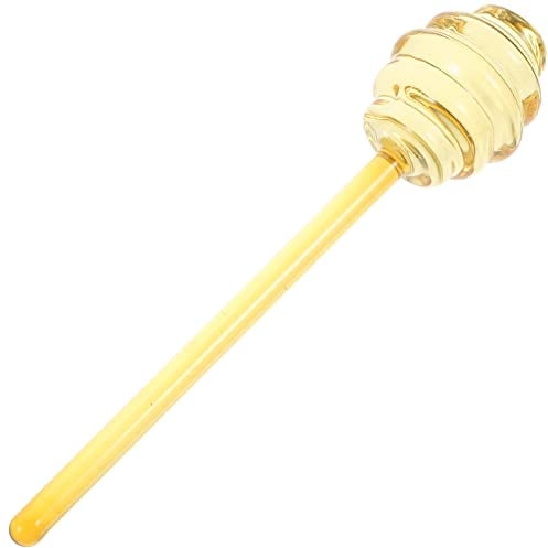 SHERCHPRY Glass Stirring Rods Honey Stirring Stick Glass Honey Dipper Honey Stir Stick Honey Server Spoon Jam Dipper Syrup Stirrer Honey Dispenser Yellow Glass Stir Sticks