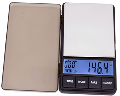 Asixxsix Kleine Kaffeewaage, Genaue 1000 G, 0,1 G, Digitale Kaffeewaage mit Timer-Tara-Funktion, Hintergrundbeleuchtetes LCD-Display, Taschenwaage, Lebensmittelwaage Zum Übergießen