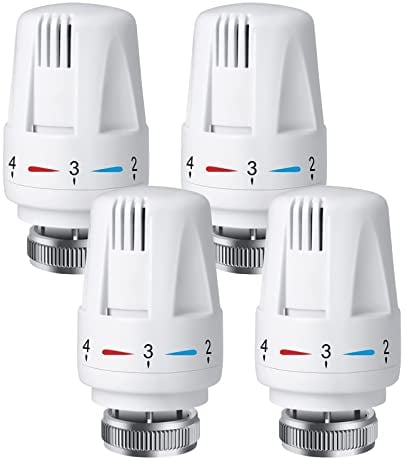 Cabeza Termostática Radiador, 4 Piezas Termostato Válvula para Radiadores, Válvula Termostática Radiador, M30 X 1,5 Cabezal Termostático de Radiador, Cabeza Válvula de Termostato para Casa y Oficina