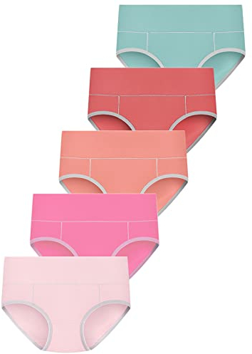 Kobilee Perioden Unterwäsche Damen Saugstark 5PC Nahtlos für Menstruation Wochenbett Große Größe Weiche Menstruationsunterwäsche Starke Blutung Hipsters Period Underwear Periodenunterschwäsche