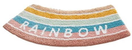 F Fityle Gebogene Badematte Anti Rutsch, Gebogene Badeteppich Weich, Duschvorleger Eckdusche Klein, Eckdusche Duschvorleger, Halbrund Runddusche, für Eckshow Rcurved Bad Duschwanne, Mehrfarbig