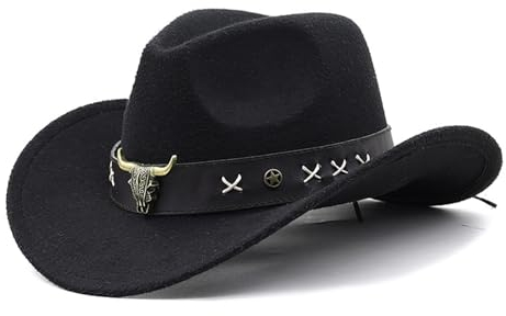 Chapeaux de fête amusants Chapeau de cowboy Chapeau Western Chapeau de cowboy pour femme Chapeau de cowboy en cuir Chapeau Fedora Accessoires de costume Adulte Paille Soleil Femmes Hommes Cowgirl
