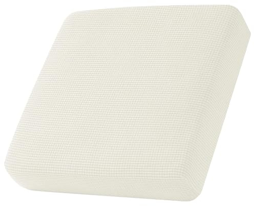 Sofa Sitzkissenbezug, Sofa Sitzkissenbezug Stretch, Elastischer Kissenbezüge, Husse Überzug Bezug Für Sofa Sitzkissen, rutschfest Stoff Tartan (Elfenbein,Großer 1-Sitzer)