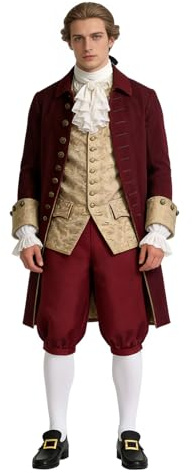 BPURB Pantaloni coloniali da uomo con calzini bianchi al ginocchio e fibbia per scarpe d'oro Costume medievale da pirata Cosplay Pantaloni rinascimentali