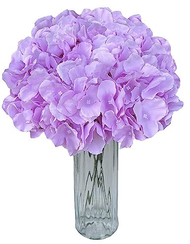 UoYeet 10-Pack Silk Hydrangea Artificial Flowers: Premium White Hydrangea Heads with Long Stems for Home Decor and DIY Projects, Mauve