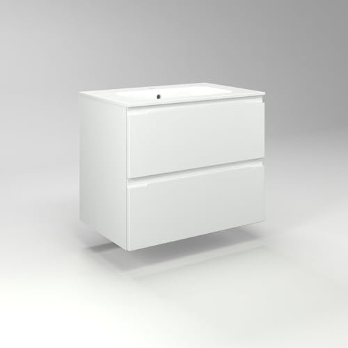 Diventa Modello Diva Star, Mobile Bagno sospeso 70cm con 2 cassetti spaziosi, lavabo dal design moderno, colore bianco