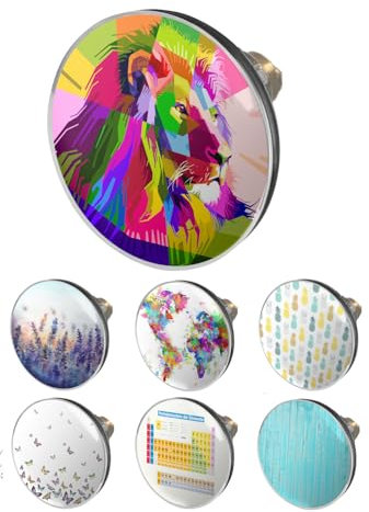 arteneur® - Pop Up Waschbeckenstöpsel mit Motiv Löwe | Abflusssieb | Doppel Dichtung | Universal Abflussstöpsel 34mm – 41mm | Pop Up Ventil Waschbecken Stöpsel