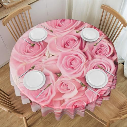 MKNAZ Runde Stofftischdecke mit Rosenmuster, 152,4 cm, dekorative Tischdecke für Küche, Esszimmer, Partys, Hochzeiten, Picknick