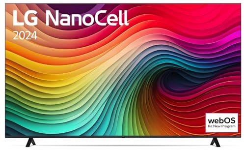 LG NanoCell 75'', Serie 81 2024, 75NANO81T6A, Smart TV 4K, Processore α5 Gen7, 20W, 3 HDMI, Filmmaker Mode, Game Optimizer, Alexa, Wi-Fi, webOS 24, Telecomando puntatore