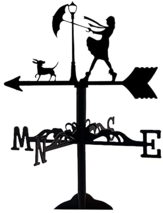 Folpus Kleine Wetterfahne aus Metall, Windrichtungsanzeiger, Vintage-Windfahne, Wetterfahne für Gartendekoration, Rasen, Bauernhof, Zaun im Freien, Mädchen