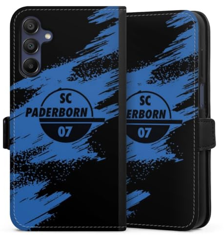 Klapphülle kompatibel mit Samsung Galaxy A 15 5G Handyhülle aus Kunst Leder schwarz Flip Case SC Paderborn 07 Fanartikel Bundesliga