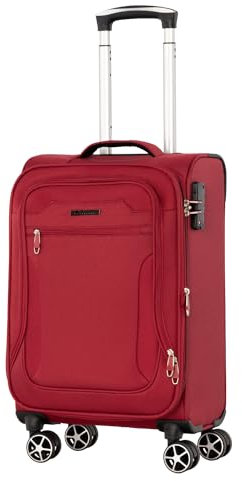 Cocoono Monterrey 360° Drehbarer Koffer - TSA-Zahlenschloss, Teleskopgestänge, RV-Dehnfalte, 8 Rollen, Adressfeld (rot, M)