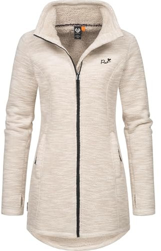 Ragwear Damen weiche Strickjacke Übergangsjacke mit Teddy-fleece Miram Melange YOUMODO Taupe Gr. M