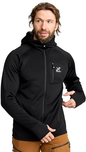 RevolutionRace Evolution Stretch Fleece Hoodie für Herren, Zip Hoodie für Wandern und Outdoor-Aktivitäten, Black, L