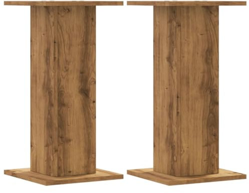 vidaXL Supports de Haut-parleurs 2 pcs chêne Artisanal Bois ingénierie, Support d'enceinte, Support d'enceinte de Bureau, Support d'enceinte HiFi