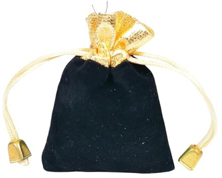 NNCSNE Gift Bag 10Pcs Drawstring Gift Bag Earrings And Rings Storage Bag With Gold Rim And Gold Mouth For Birthday,Party,Wedding-Black-7 * 9Cm