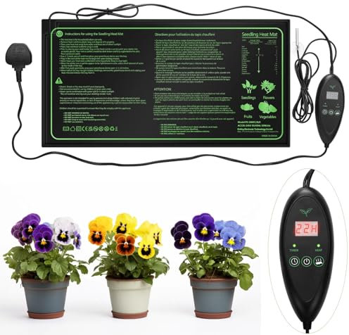Zyncove Seedling Heat Mat with Digital Timing Thermostat 20 x 10in, Waterproof Plant Heated Propagator Seedling Heating Pad for Pepper Tomato Seedling Germination, Hydroponic Plant, Reptile Indoors