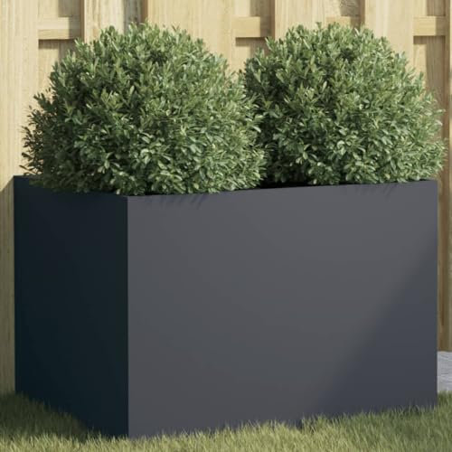 IKAYAA Fioriera da Esterno Acciaio corten Fioriera Vaso per Fiori Portavaso Fioriera in Metallo per Giardino in Acciaio Inox-Antracite-62 x 47 x 46 cm