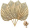 Lot de 4 feuilles de palmier 43,2 x 22,9 cm, séchées naturellement pour la décoration, feuilles de palmier dorées avec tiges, bouquet de frondes de palmier tropicales pour mariage bohème, maison, cuis