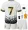 Rondo Ensemble maillot pour enfant n° 7 - Maillot Real pour enfant avec short, chaussettes, autocollants (5 x 5 cm), protège-tibias, poster et bonnet de Noël - Kit de football pour fans, entraînement