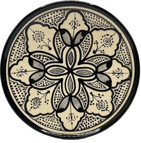 Generico Piatto Piano Marocchino di Safi in Terracotta Artigianale Dipinto a Mano Diametro 26 cm 2011241506 Tunisia Turchia Etnico del Mondo