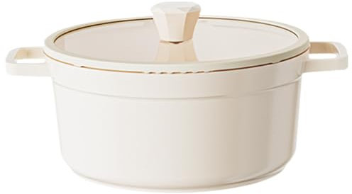 HoveeLuty Dutch Oven Pot with Lid 5 Qt Non-Stick Bread Dutch Oven Porcelain Enameled Cast Iron Stovetop, Induction Compatible Rectangular White with Black Lid