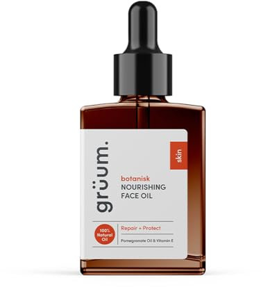 grüum Nourishing Face Oil 30ml - 100% Natural Facial Oil for Dry Skin - Reduces Dark Spots & UVB Damage - Anti ageing Face oils for Women with Rosehip Oil, Pomegranate Oil & Vitamin E