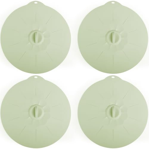 Lot de 4 couvercles en silicone de 30 cm pour tasses, bols, assiettes, poêles, micro-ondes, couvercles pour le stockage des aliments, vert clair, taille XL