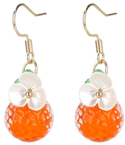 Mikovivi Orange Ohrringe, Glasperlen-Orange-Anhänger-Ohrringe Handgefertigte Frucht-Ohrstecker für Frauen Süßer Sommerschmuck Kleidung Geschenk-Accessoires für Frauen