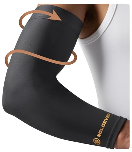 [360° Full Compression] Copper Arm Sleeves for Men & Women, [Ultra Breathable] Arm Brace for Forearm, Bicep, Triceps, Tennis Elbow, Basketball, Golf, Arthritis, Tendonitis, Bursitis (Black, M)