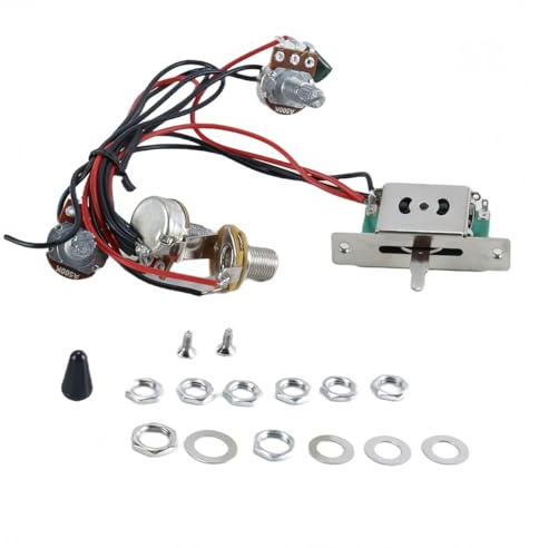 Durlo Kit De Cableado Para Guitarra Eléctrica Precableado, Interruptor De 5 Vías 2T1V, Potenciómetros De 500k Para Reemplazo De Piezas De Guitarra.