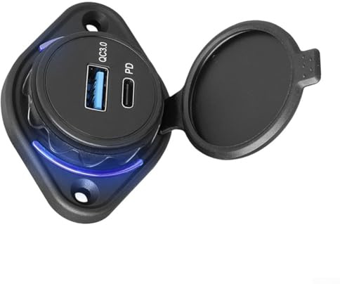 12-24V Auto USB Ladegerät mit Slide Cap Light, Dual Port 18W Schnellladung für Motorräder, Autos, Yachten, ATV und Camper