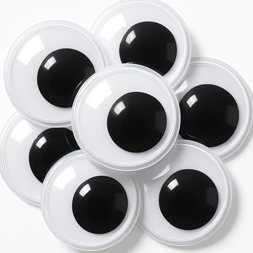 Large Googly Eyes Self Adhesive, 50mm Giant Stick On Eyes for Crafts | Big Google Stickers, Extra Wide Wobbly Domes, XL Black Pupils, Peel Off Backing, Pack of 8