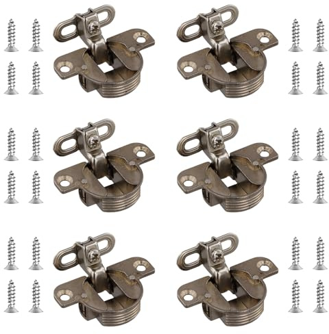 6 PCS Adjustable Cabinet Door Hinges, 97° Concealed Wardrobe Hinge, Turning Axis Soft Close Cupboard Wardrobe Doors Hinges for Kitchen Cabinets, Camper Van, Cupboard, Wardrobe