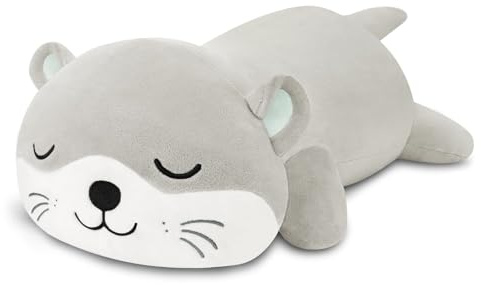 SQEQE Beschwertes Otter Plüschtier, Süßes Otter Kuscheltier Plüsch Kissen Plüschspielzeug Stofftier Geschenk für Kinder und Erwachsene 35 cm