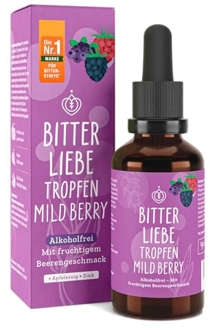 BitterLiebe - Bittertropfen Mild Berry - alkoholfreie Bitterstoffe Tropfen mit Fruchtgeschmack - Artischocke & Löwenzahn für die Verdauung* - gegen Süßhunger - Vegan & Made in Germany