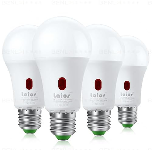 Laios E27 LED Lampe mit Dämmerungssensor, 7W Lecuhtmittel mit Tageslichtsensor ersetzt 60W Glühbirne, Tageslicht(5000K) Lichtsenor Lampe, 950 Lumen, 4er Pack