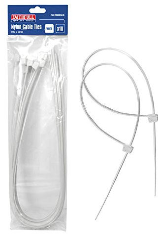 Faithfull CT600WHD Heavy Duty Nylon Cable Ties 600mm Long 9mm Wide. 10 Pack