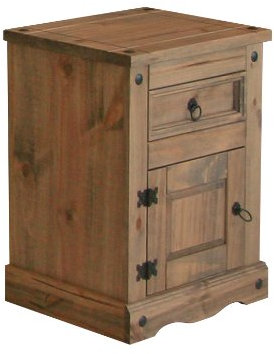 Core Products, Corona Waxed Pine 1 Door, 1 Drawer Bedside Cabinet