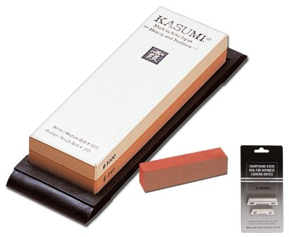 Kasumi Pierre à aiguiser + aide à aiguiser – Couteau damassé – Grain 240/1000