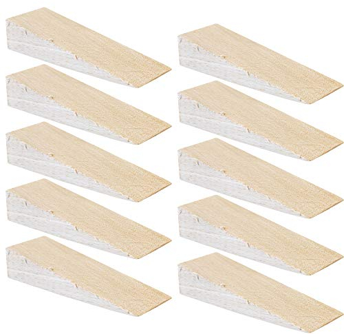 haggiy Cale en bois dur - Set de cales en bois - Cales en hêtre naturel - Butoir de porte - Idéal pour les meubles, le montage, le bricolage - (LxLxH) 70 x 25 x 15 mm (10 Pcs.)