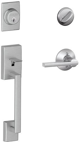 SCHLAGE Century Single Cylinder Handleset and Latitude Lever, Satin Chrome (F60 CEN 626 LAT)