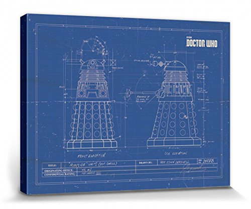 1art1 Doctor Who Poster Dalek Blaupause Bauplan Bilder Leinwand-Bild Auf Keilrahmen | XXL-Wandbild Poster Kunstdruck Als Leinwandbild 40x30 cm