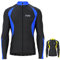 FDX Men’s Thermal Cycling Jersey, Water Resistant, Lightweight, Super Roubaix Fabric, Windproof Winter Cycle Top, Full Zipper, Long Sleeve Bicycle Riding Shirt, Running, Bike (Black/Blue, Medium)