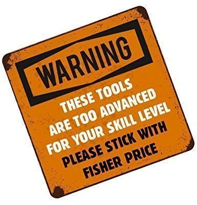 Tools Too Advanced Funny Tool Box Chest Vinyl Car Sticker Decal Vinyl 100x100mm approx.