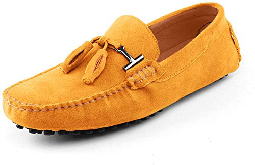 MINITOO Uomo con Nappe Giallo Camoscio Estivi Mocassini Loafers Scarpe YY2080 EU 43